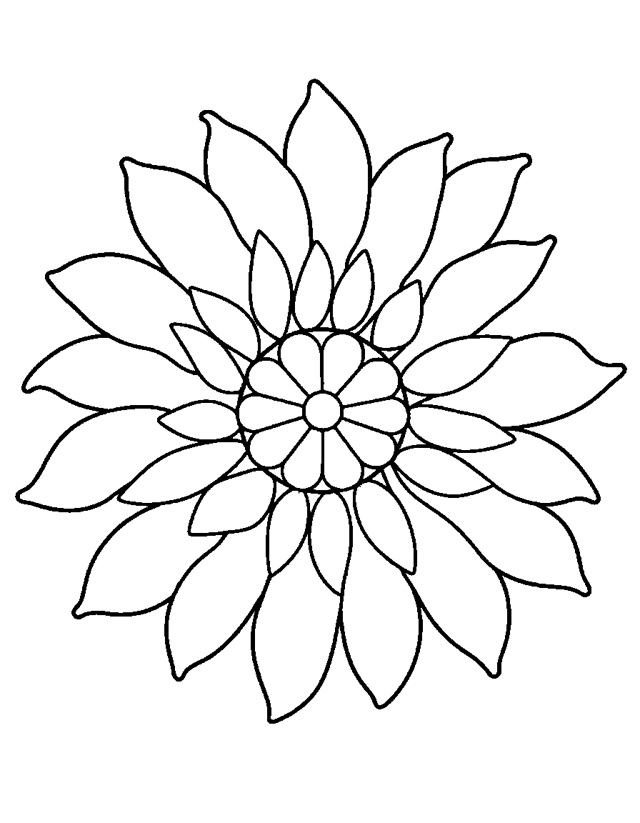 Blumen-Mandala — einfaches Ausmalbild für Kleinkinder