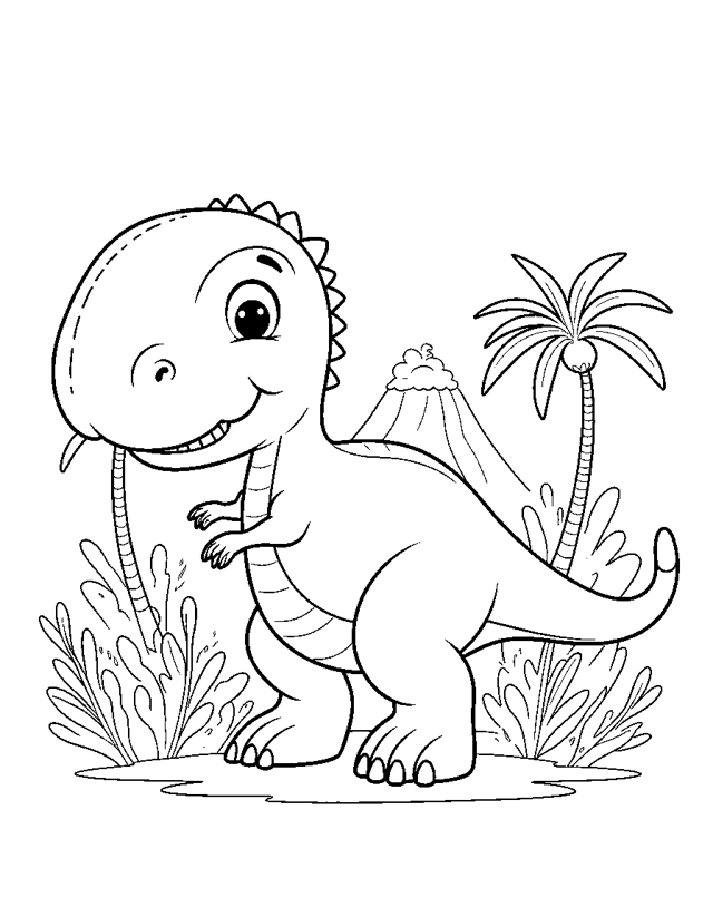 Friendly Dinosaur — simple coloring page for toddlers