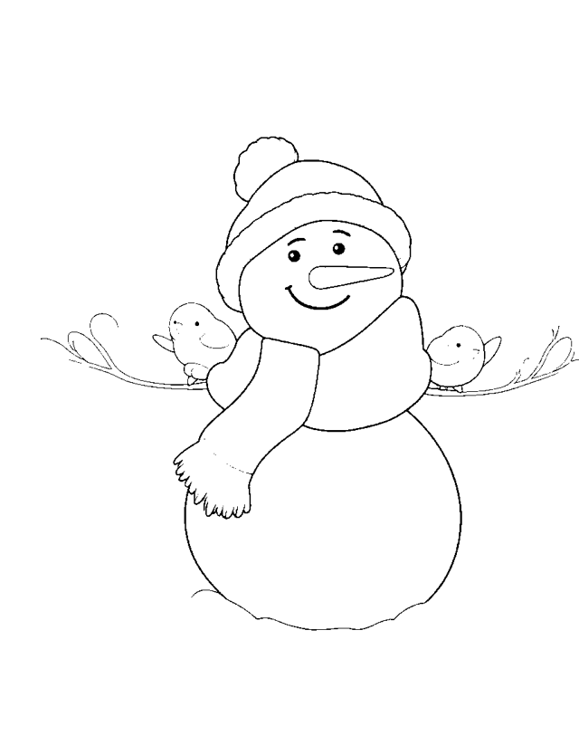 Snowman with Scarf and Hat — simple coloring page for toddlers