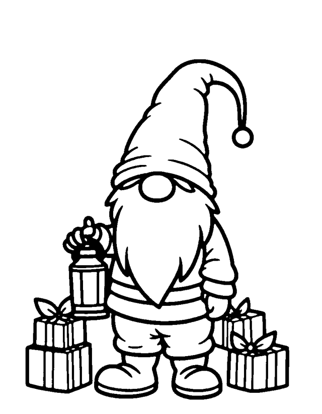 Weihnachtswichtel — einfaches Ausmalbild für Kleinkinder