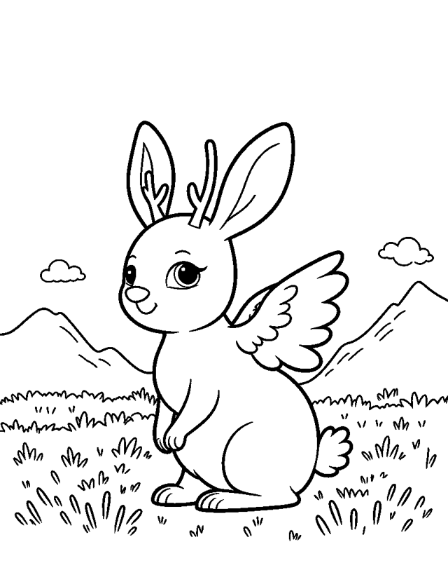 Der Wolpertinger — einfaches Ausmalbild für Kleinkinder